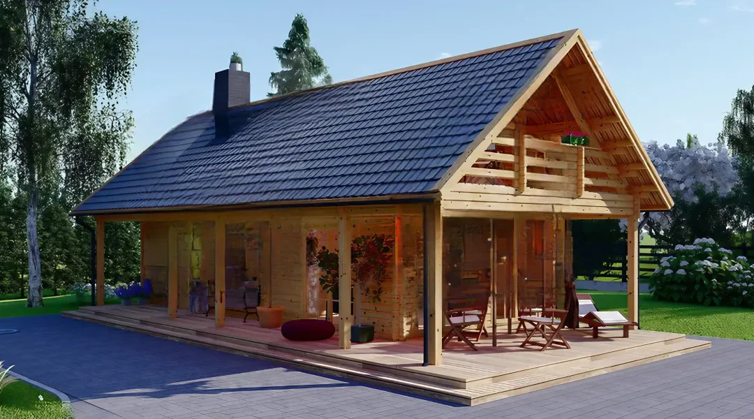 Casa de madera para vivir EMILI con porche